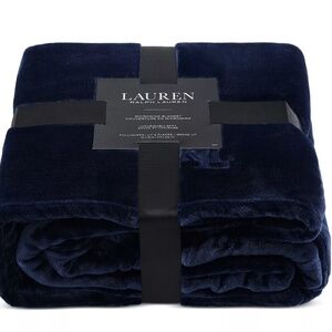 Lauren Ralph Lauren Micromink Navy Plush Blanket full/queen
